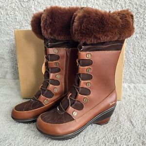 Jambu Cruise Encore Leather Suede Lace Up Wedge Snow Boots Women's 7.5 NEW‎